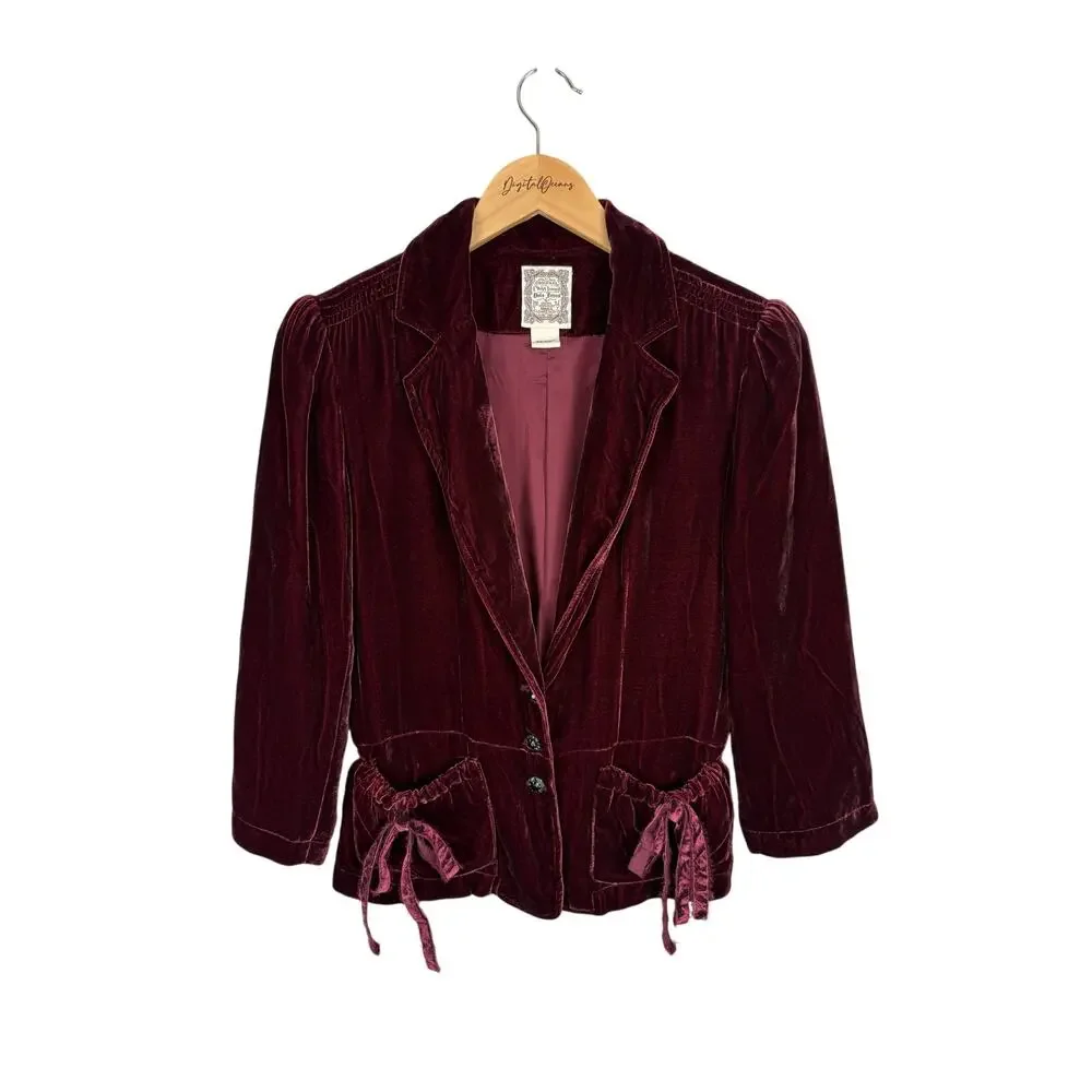 Ralph Lauren Vintage Velvet Blazer Whimsygoth Dark Academia Silk Victorian S - Picture 10 of 11